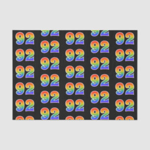 Papier Mousseline Fun Rainbow Spectrum Motif "92" Numéro d'événement