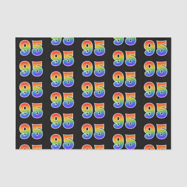 Papier Mousseline Fun Rainbow Spectrum Motif "95" Numéro d'événement (Recto)