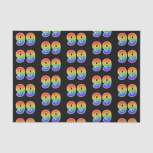 Papier Mousseline Fun Rainbow Spectrum Motif "99" Numéro de l'événem