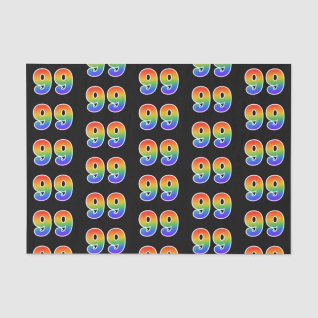 Papier Mousseline Fun Rainbow Spectrum Motif "99" Numéro de l'événem (Recto)
