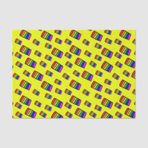Papier Mousseline Funky Neon Rainbow Block Motif