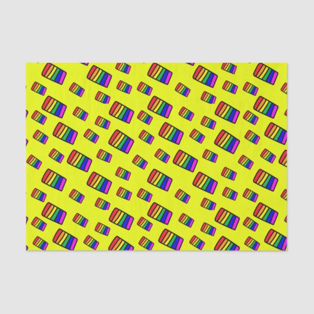 Papier Mousseline Funky Neon Rainbow Block Motif (Recto)