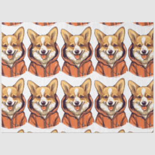 Papier Mousseline Funny Corgi portant le Sweat - shirt à capuche