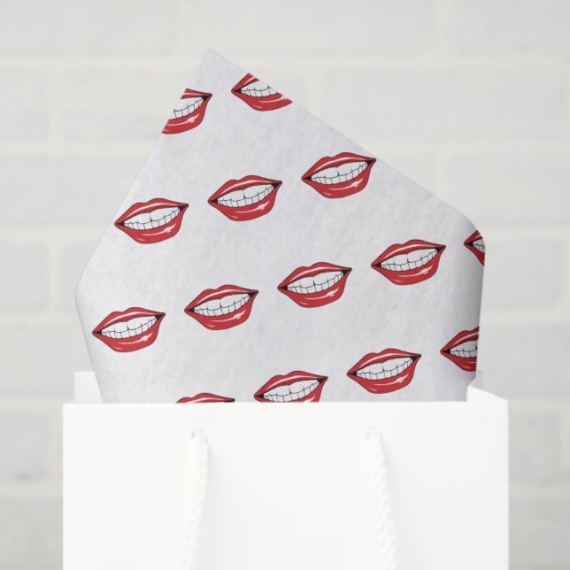 Papier Mousseline Funny Red Lips  (Sac cadeau)