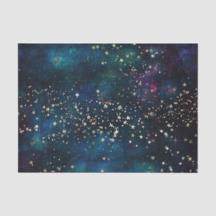 Papier Mousseline Galaxy Star Space Night Bleu et violet
