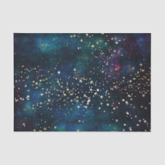 Papier Mousseline Galaxy Star Space Night Bleu et violet