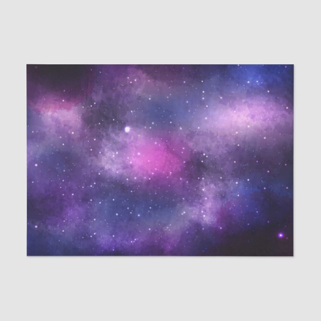 Papier Mousseline Galaxy Stars Celestiques Nebula espace bleu et vio (Recto)
