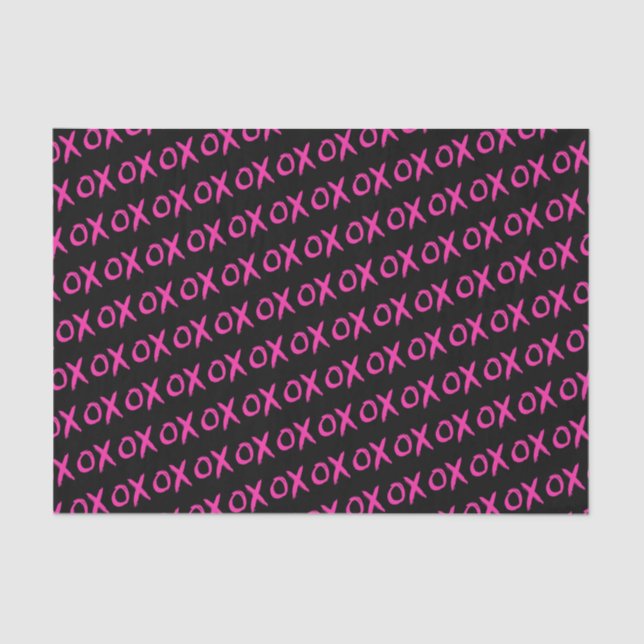 Papier Mousseline Galentine's Day XOXO noir rose (Recto)