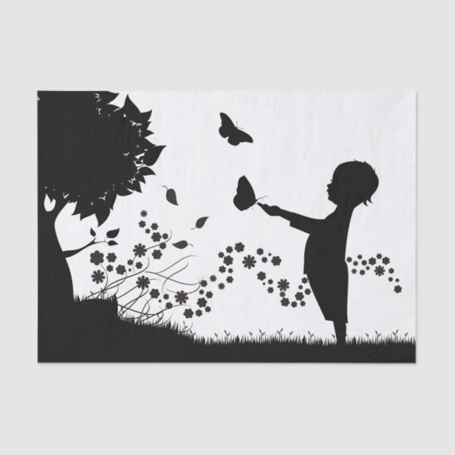 Papier Mousseline Garçon avec papillons Découpage (Recto)