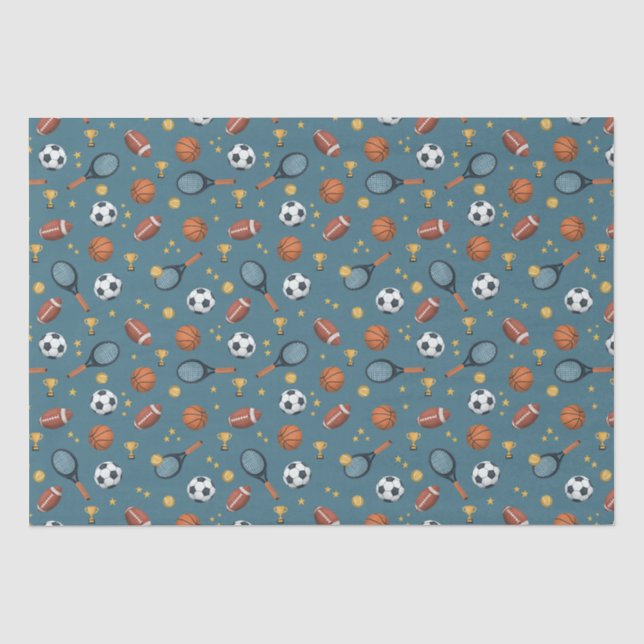 Papier Mousseline Garçons Blue Sports Football Enfants Moderne Anniv (Recto)