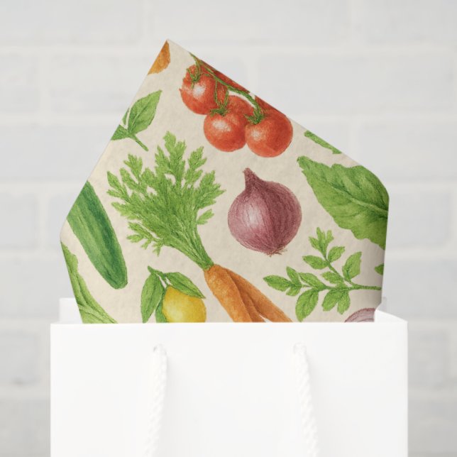 Papier Mousseline Garden-Fresh Veggies Tissue — Medium | Cream  (Sac cadeau)