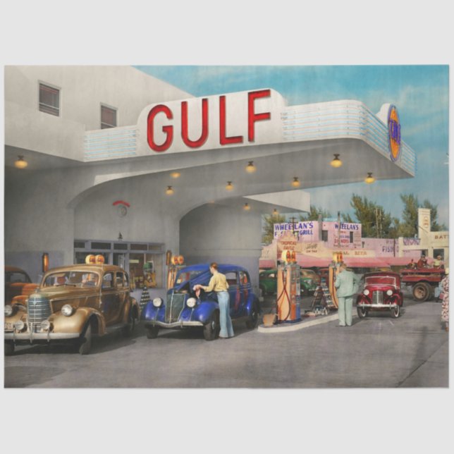 Papier Mousseline Gare-essence - Le grand voyage routier américain d (Recto)