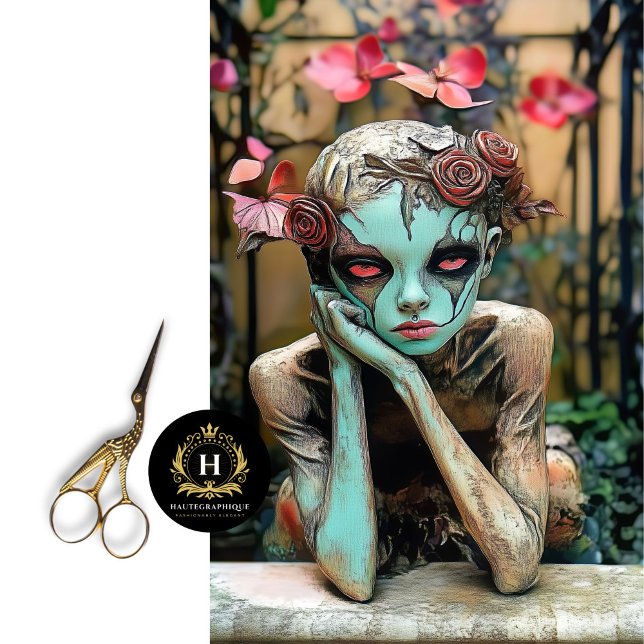 Papier Mousseline Gargoyle gothique avec découpage Rose (Créateur téléchargé)