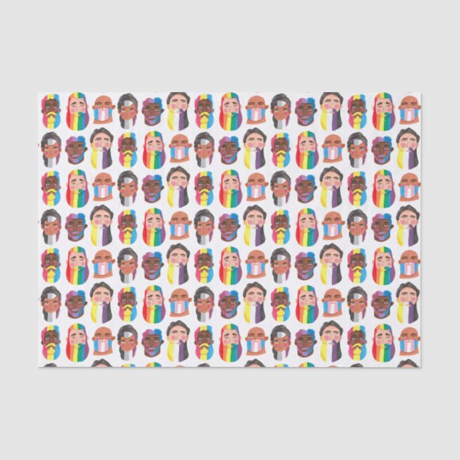 Papier Mousseline Gay pride arc-en-ciel drapeaux de genre barbe homm (Recto)