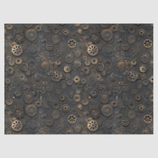 Papier Mousseline Gears Steampunk, Motif en métal rouillé pour décou