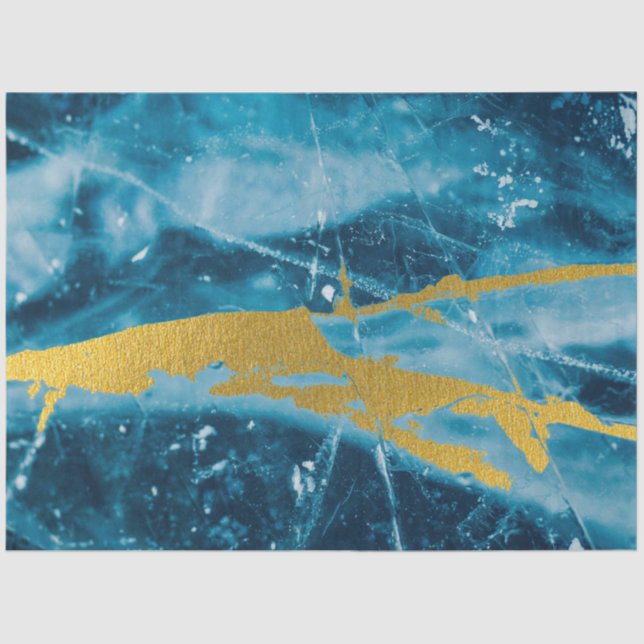 Papier Mousseline Géode Agate Gemstone Blue et Gold (Recto)