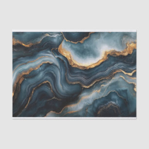 Papier Mousseline Géode d'Agate Gold Marine Bleu Marbre Découpage
