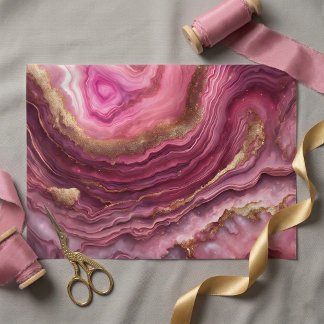 Papier Mousseline Géode élégant à paillettes d'or en marbre d'agate