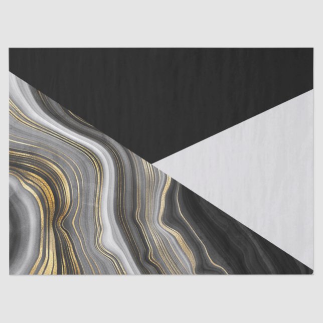 Papier Mousseline Géode moderne Gold & Grey Agate (Recto)