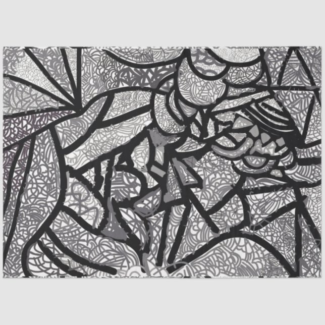 Papier Mousseline Géométrie moderne en noir et blanc (Recto)