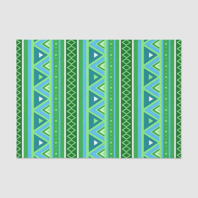 Papier Mousseline Géométrie, vert et aqua du sud-ouest moderne (Recto)