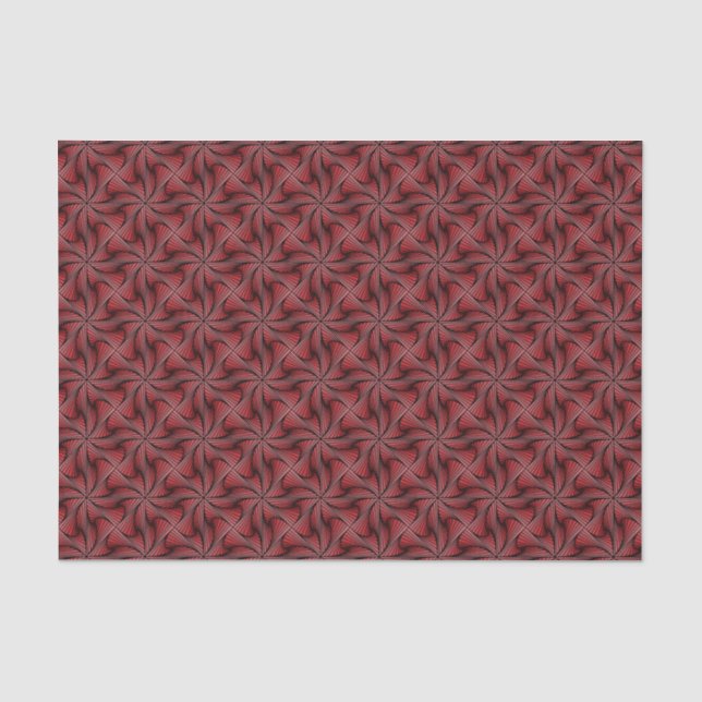 Papier Mousseline Géométrique 3D en rotation spirale rouge (Recto)