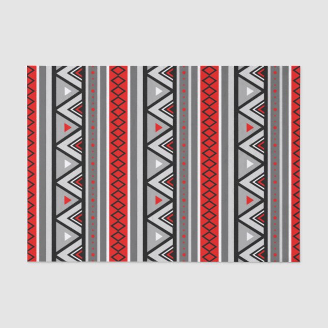 Papier Mousseline Géométrique moderne du sud-ouest, rouge et gris /  (Recto)