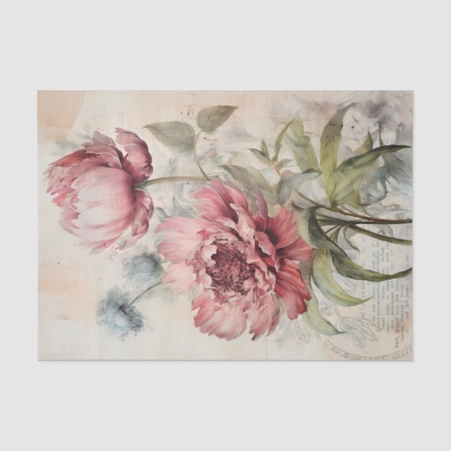 Papier Mousseline Georgeous Peony Botanical Flower Illustration (Recto)