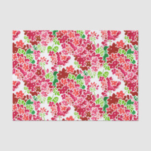 Papier Mousseline Géraniums roses et motif floral rouge