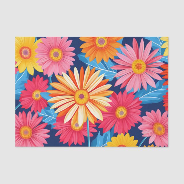 Papier Mousseline Gerbera Daisies Vibrant Plante Fleurs (Recto)