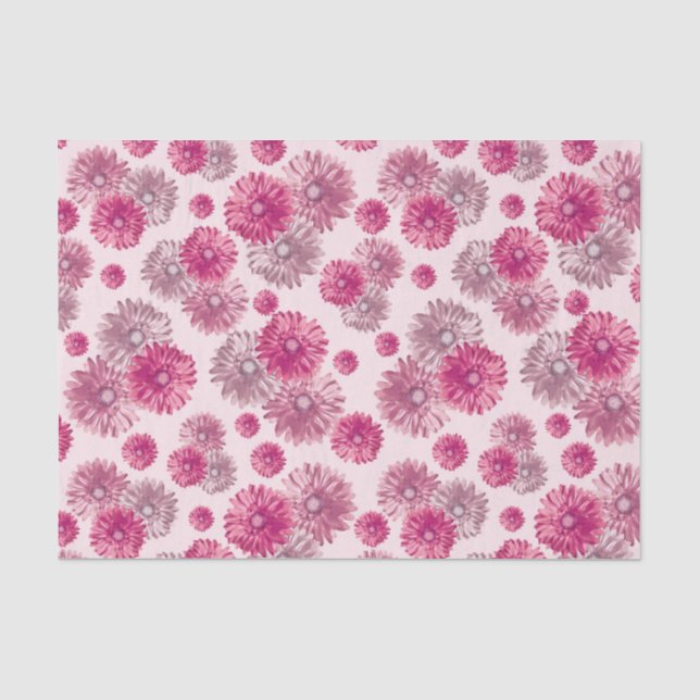 Papier Mousseline Gerbera rose Daisies sac cadeau floral stuffeuse (Recto)