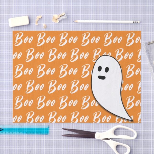 Papier Mousseline Ghost Halloween noir blanc orange boite (Artisanat)