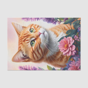 Papier Mousseline Ginger Cat Multicolor Floral Art