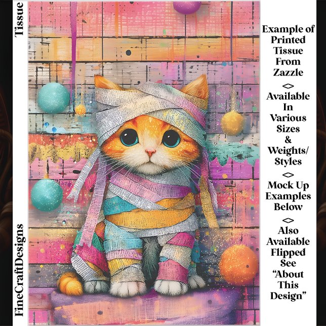 Papier Mousseline Ginger Kitten & Party Streamers ED4R Decoupage (Créateur téléchargé)