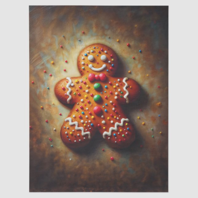 Papier Mousseline Gingerbread Cookie Christmas Art (Recto)