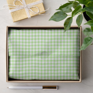Papier Mousseline Gingham Classique Vert de Printemps