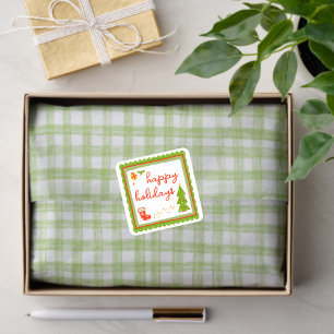 Papier Mousseline Gingham Dessiné Moderne Mignon Vert Blanc Prépa