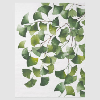 Papier Mousseline Ginkgo Biloba vert - 