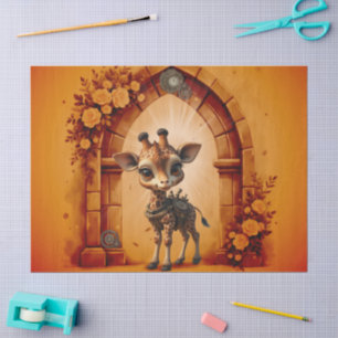 Papier Mousseline Girafe de bébé en steampunk-dessin animé