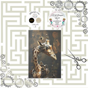 Papier Mousseline girafe futuriste Steampunk découpage