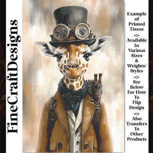 Papier Mousseline Girafe Steampunk Mignonne Fantaisiste Découpage AC