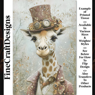 Papier Mousseline Girafe Steampunk Victorienne, découpage chapeau ha