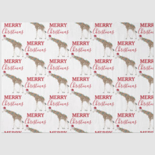 Papier Mousseline Giraffe de Noël animal drôle avec chapeau de Noël