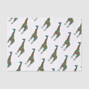 Papier Mousseline Giraffe Silhouette Brown et Turquoise