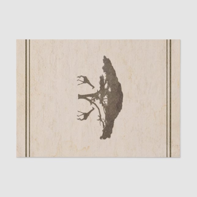 Papier Mousseline Giraffes Vintage Vieux Monde Safari personnalisés  (Recto)