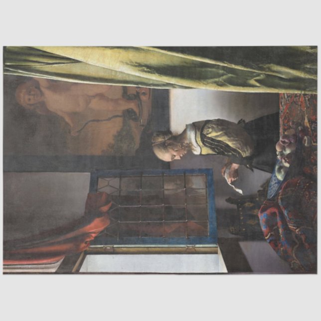 Papier Mousseline Girl Reading a Letter à Open Window, Vermeer (Recto)