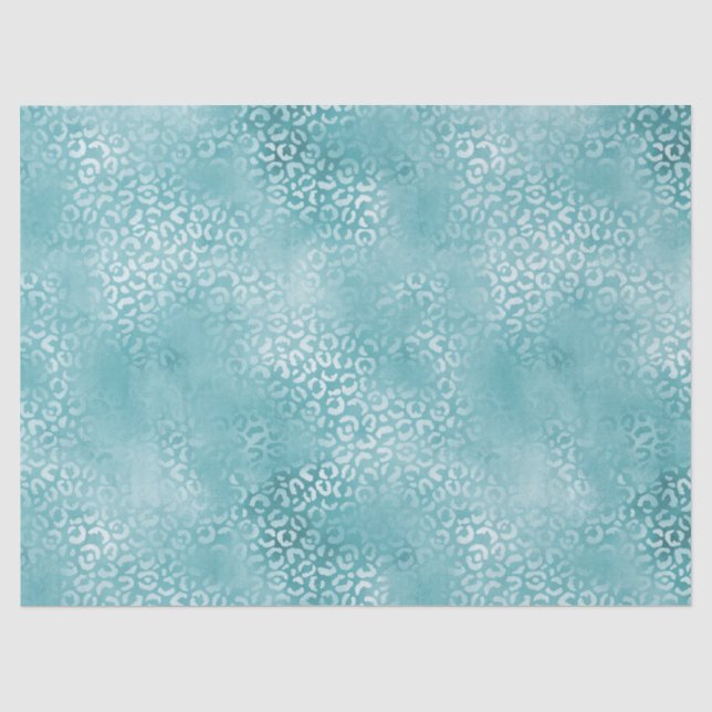 Papier Mousseline Girly Aqua Empreinte de léopard Turquoise (Recto)