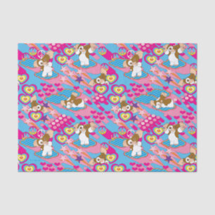 Papier Mousseline Gizmo   Pink Peace & Love Pattern