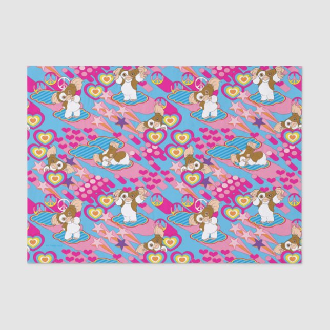 Papier Mousseline Gizmo | Pink Peace & Love Pattern (Recto)