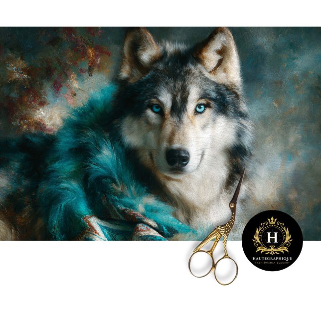 Papier Mousseline Glacier Teal Wolf Portrait (Créateur téléchargé)